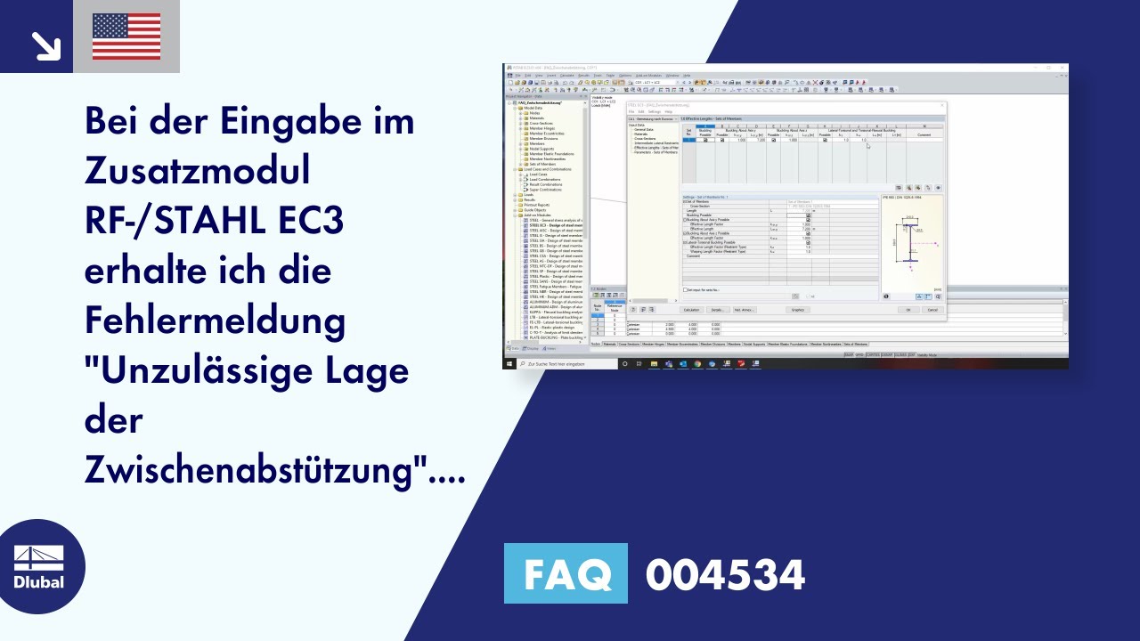 [EN] FAQ 004534 | Bei der Eingabe im Zusatzmodul RF-/STAHL EC3 erhalte ich die Fehlermeldung "Unz...