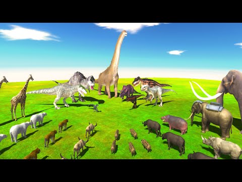 DINOSAURS vs MODERN MAMMALS 7 Level CHALLENGE - Animal Revolt Battle Simulator