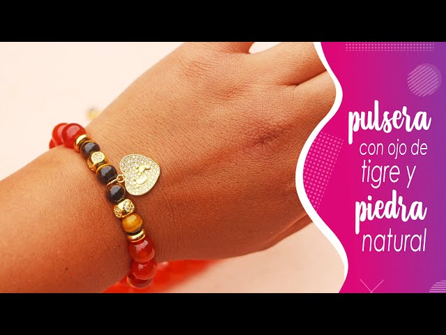 Vídeo relacionado con Pulsera Piedras Naturales mujer con Ojo de Tigre piedra natural, Amatista y Turmalina Negra, diseño Mal de Ojo ajustable, Accesorio unisex, Regalo cumpleaños, Pulseras de Moda, diseño Cinco Piedras