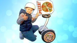 Play Magic Pizza Delivery w/ TimKo and Mama | Ride on Segway Pizza Wheels