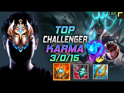 Challenger Karma TOP vs Quinn - 챌린저 탑 카르마 템트리 룬 슈렐 콩콩이 カルマ Карма 天启者 卡瑪 - LOL KR 11.11