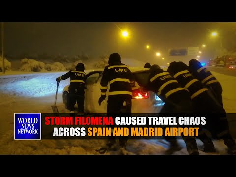 Spanish troops deployed to help motorists stranded by snowstorm