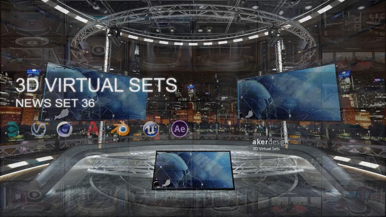 Virtual TV Studio News Set 36 3D Model