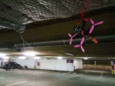 FPV drone racing on parking