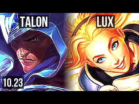 TALON vs LUX (MID) | 8 solo kills, 1.5M mastery, 800+ games, Dominating | BR Master | v10.23