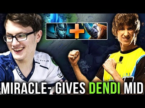 When Miracle- Gives Mid to Dendi - Phantom Assassin Combo with Magnus - Dota 2
