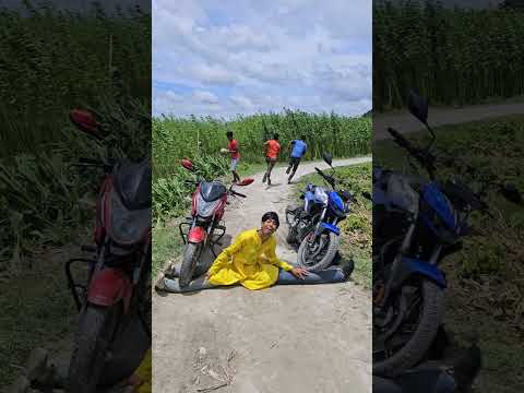 The motorcycle was lifted into its two legs.902M#funny #shorts