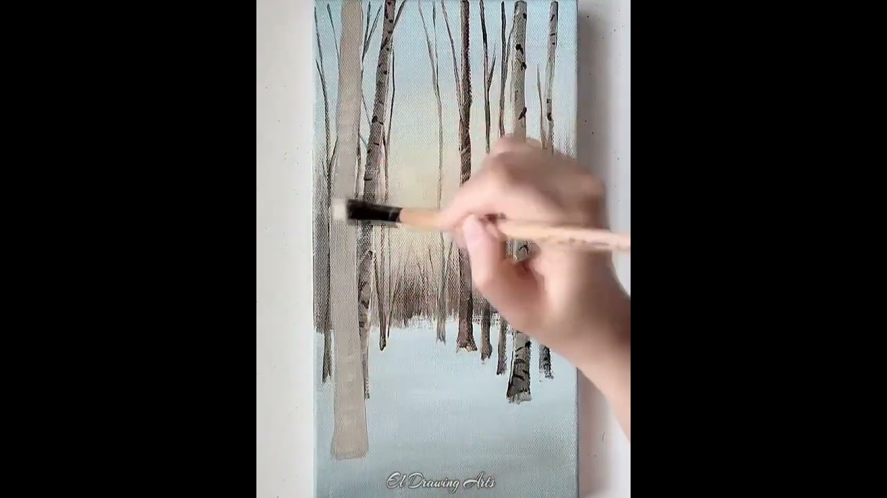 Enchanting Winter Birch Forest Acrylic Painting Tutorial | Step-by-Step Guide for Beginners