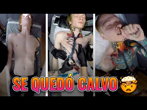 TATUAJE CUELLO + PECHO + ABDOMEN en 13 SESIONES (Reacción) 🤯