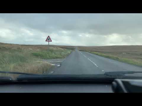 Driving in the Outer Hebrides - crossing the Barvas moor, Isle of Lewis - October 2021