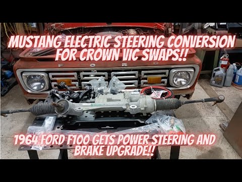 Mustang electric steering rack conversion for Crown Vic swaps!! Jess's 1964 F100 gets P/S and more!!