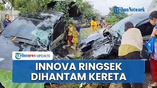 Kecelakaan Kereta Api Putri Deli Hantam Mobil Innova hingga Ringsek Parah di Asahan, Sopir Panik