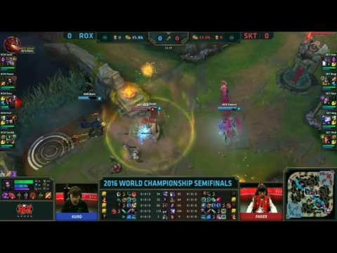 ROX vs SKT - Faker 1v3 Gank Escape - Worlds 2016