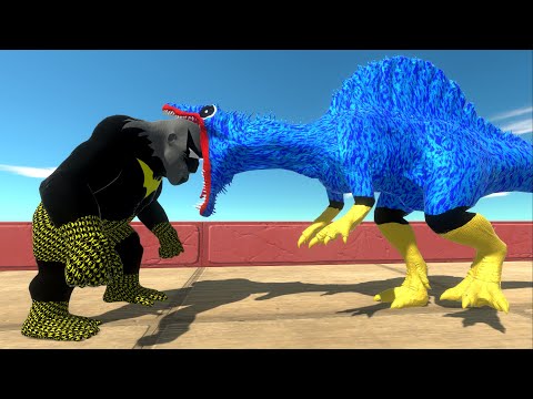 HUGGY WUGGY SPINOSAURUS vs BATMAN GORO DEATH FALL - Animal Revolt Battle Simulator