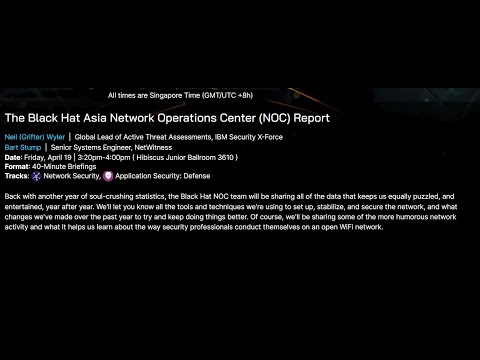 The Black Hat Asia Network Operations Center (NOC) Report