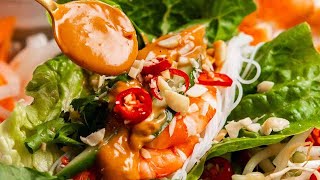 Vietnamese Prawn Lettuce Wraps with a killer peanut sauce!