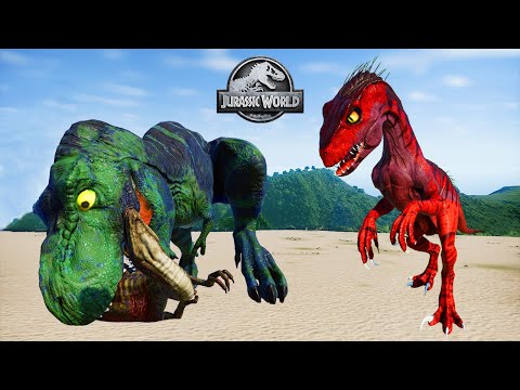 T-Rex vs I-Rex vs Indoraptor vs Albertosaurus vs Ceratosaurus Dinosaur Fighting - JWE