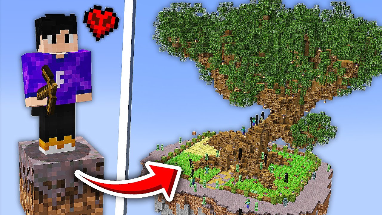 construi a MEGA BASE NA ÁRVORE em apenas um bloco