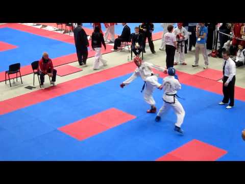 ITF World Cup Brighton 2012 - Mens Sparring -71kg - A. Almassy (Canada) vs B. Blaalid (Norway)