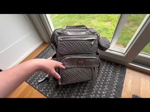 BabbleRoo Diaper Bag Backpack - Travel Large Baby Diaper Bag with Changing pad, Waterproof Baby Bags for Mom & Dad, Unisex Bags with Pacifier Case, Luggage Strap & Stroller Clips– Light Gray video review thumbnail