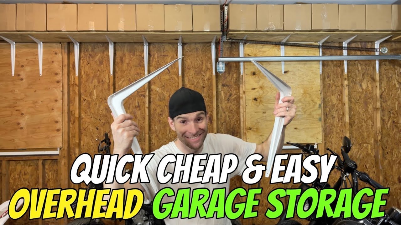How to install L bracket overhead shelves Garage storage ideas shelving shelf unused wasted space