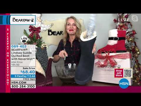 BEARPAW Lindsay Suede Quilted Boot with NeverWet