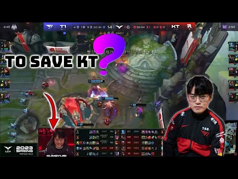 T1 Gumayusi laughs as inhibitor respawns tries to save KT