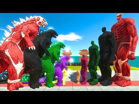 COLOSSAL TITANGODZILLA and Colour VS Same Colour and COLOSSAL Titan - Animal Revolt Battle Simulator