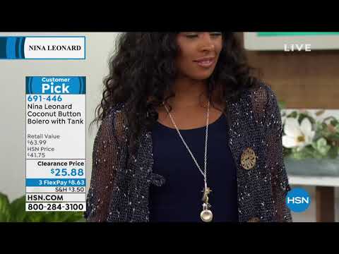 Nina Leonard Coconut Button Bolero with Tank