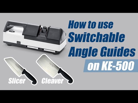 Nirey KE-500 Knife Sharpener Quick Instructions-How to use the angle guides for slicers & cleavers