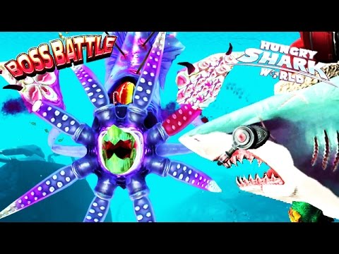 Hungry Shark World - Colossal Squid BOSS vs Great White 🦑