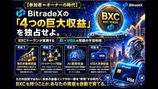 【参加者＝オーナーの時代】BitradeXの「4つの巨大収益」を独占せよ。BXCトークンが実現するAI×VISAの究極の不労所得