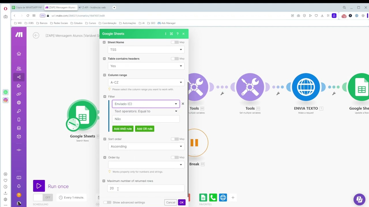 Envio de Mensagens em Massa pelo Whatsapp Business com Z-Api e Make (Integromat)