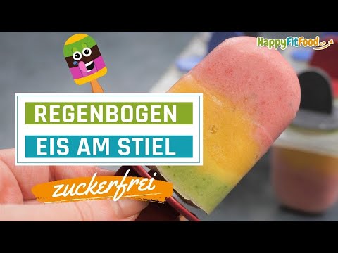Fruchteis selber machen ohne Zucker - Regenbogen Popsicles zuckerfrei, lecker und schön bunt!