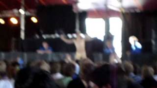 Man running across the front at Neil Hamburger Reading Festival