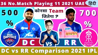 IPL 2021|36 No.Match DC vs RR Playing 11 2021 UAE|DC vs RR Playing 11 2021 UAE Comparison