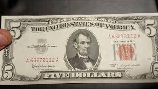 RED SEAL 1963 $5 Bill in Great Condition from My Collection