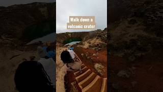 Would you walk down to the crater #iceland #traveltheworld #explore
