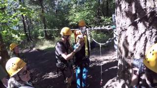 Ziplining seniors at Tree to Tree Aerial Adventure Park