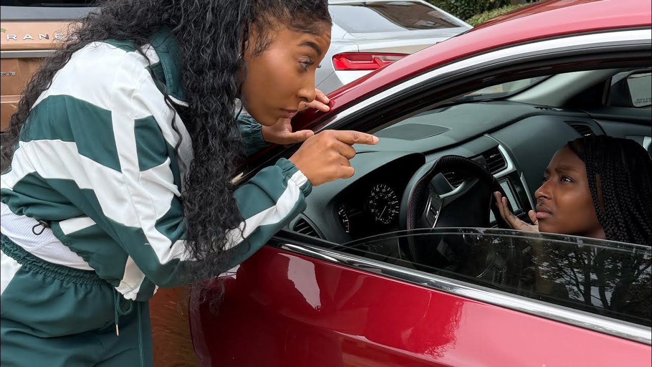 Brooke slams the door and Sharra comes outside & bams on her window