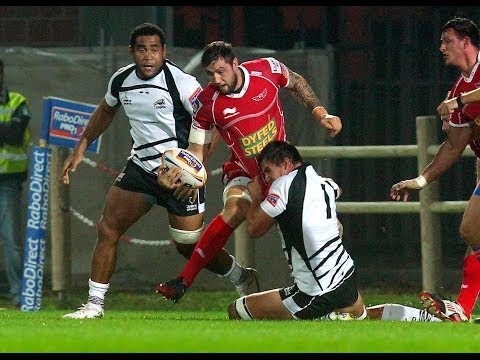 Samuela Vunisa powers over for great Try - Scarlets v Zebre 12th April 2014