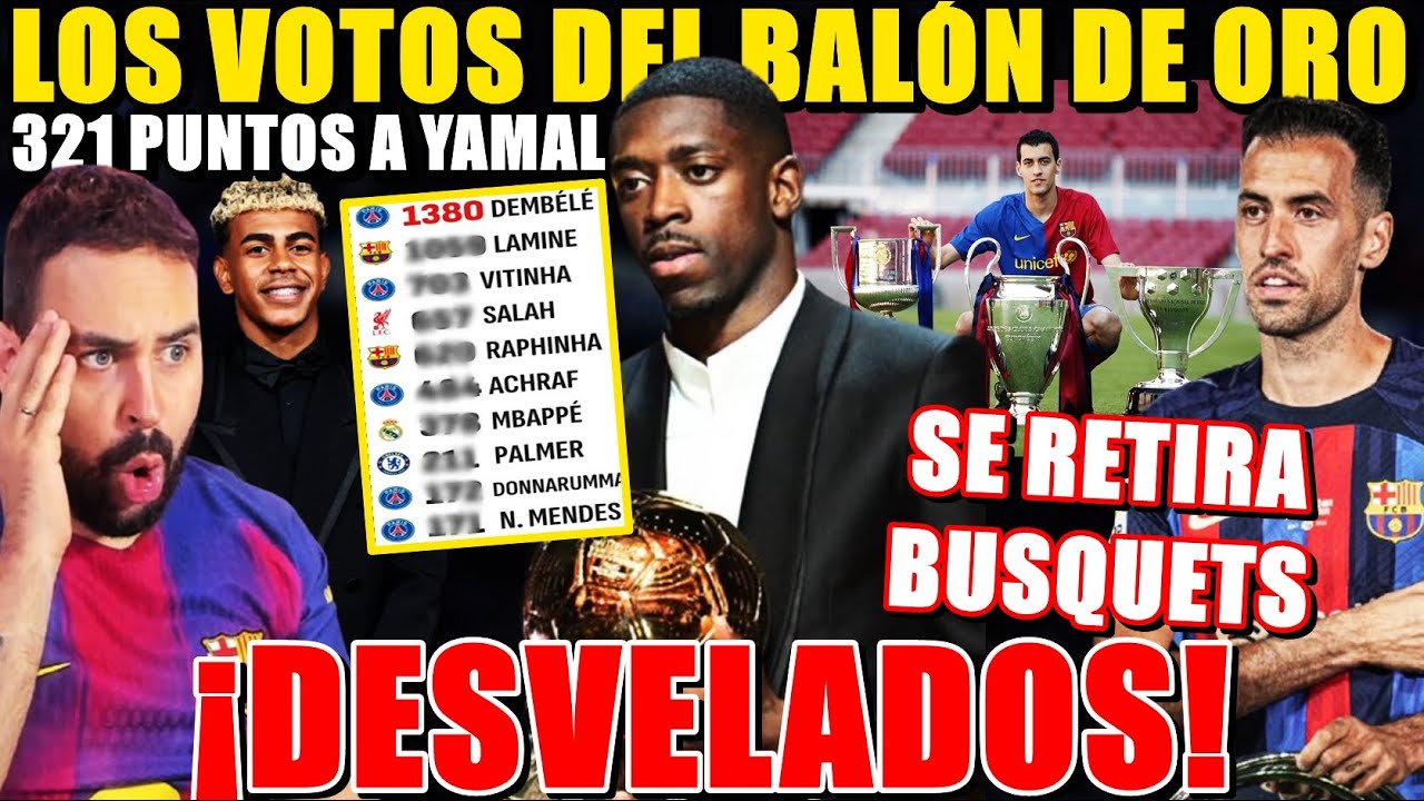 🚨¡DESVELAN los VOTOS del BALÓN de ORO! DEMBELÉ GANÓ por 321 VOTOS - Se RETIRA BUSQUETS ¡El MEJOR 5!