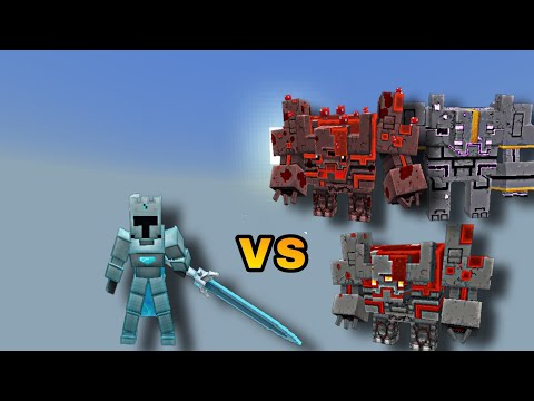 EPIC Minecraft Bedrock Battle: Ice Warrior vs 3 Monstrosity Bosses from Minecraft Dungeons!