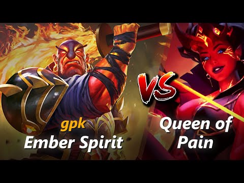 gpk mid Ember Spirit vs Queen of Pain | First 10 minutes