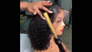 14" FRONTAL JERRY CURLS  WIG WATER FRIENDLY A MUST HAVE FOR EVERY BEAUTIFUL WOMAN. 168k