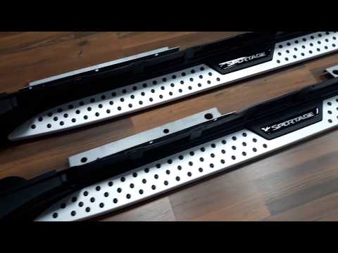 Боковые пороги Киа Спортейдж с 2016 по 2019, с логотипом, OEM-Style