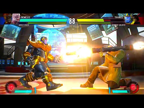 Ghost Rider & Nemesis VS Winter Soldier & Thanos - Hardest AI - Marvel vs Capcom Infinite