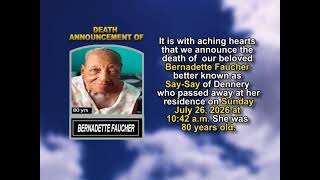 Bernadette Faucher ~ Short Obituary