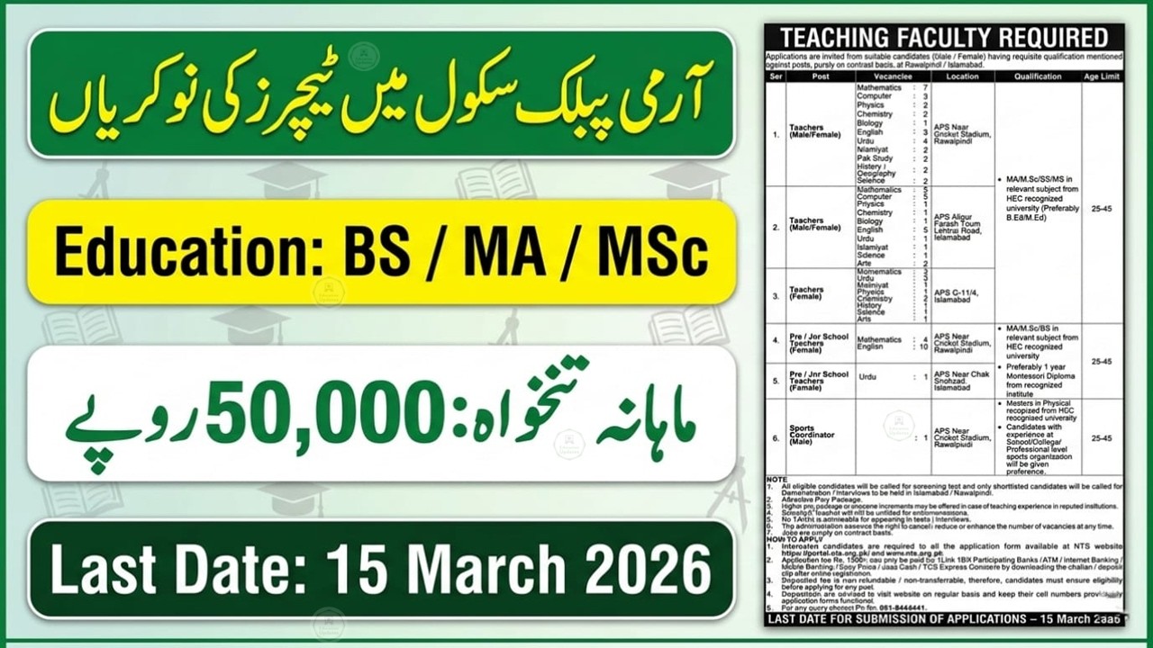Teaching Jobs in Pakistan 2026 | APS Teaching Test Preparation | Army Public School Jobs 2026