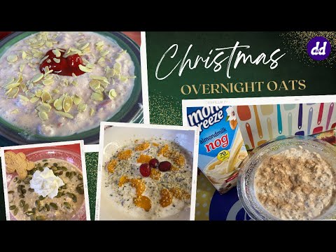 4 Over Days of Over Night Oats | Holiday Over Night Oats | Cranberry Orange, Cherry Almond , Eggnog